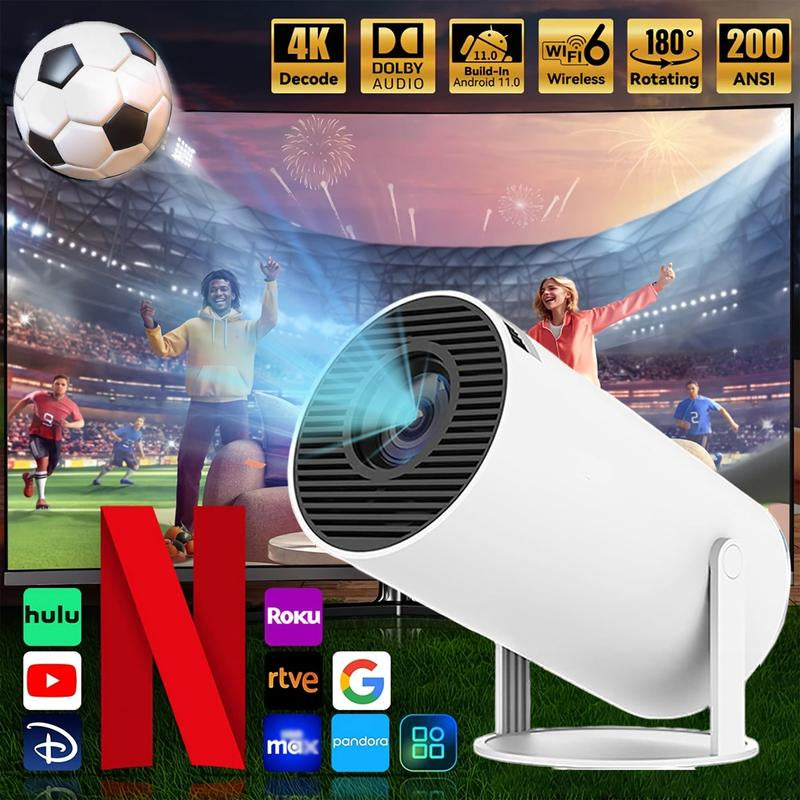 Portable Projector 2.4/5G Wifi 360° HD LED 200 Inch Screen Built-In Speaker Multifunctional Projector