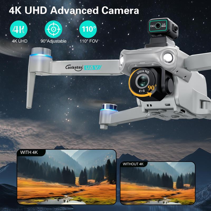 2025 NEW GPS Drone with 4K UHD EIS Camera, 5G Wifi FPV RC Quadcopter with Brushless Motors, Optical Flow Positioning, Obstacle Avoidance, Auto Return