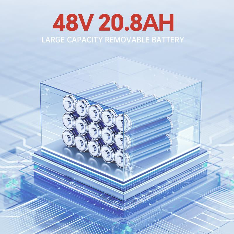 DRIFT.SLIDE 1500W Peak Power Electric Bike for Adults, 28 MPH 60 Miles Electric Moped Style Bike, 48V 20.8 Ah UL 2849 Removable Battery, 7 Speed 20" All Terrain Fat Tire Ebike (J1) Bicycle Light