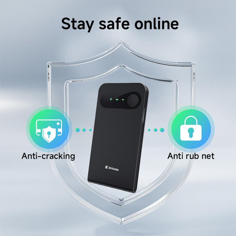 ECOVOX 2025 Upgrade Portable Wifi Hotspot Unlimited 4G Data Worldwide No SIM Card Needed & Tri-Band Support Car/Rv/Travel Wifi Router