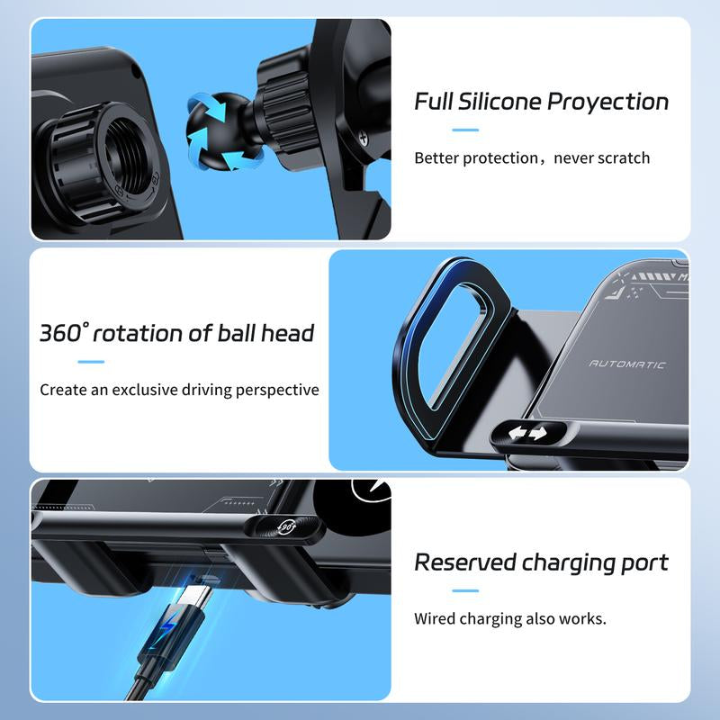 Vehicle Automatic Phone Holder for Car , Folding Screen Phone/Tablet Stand 15W Wireless Charger, 90-Degree Rotation, Installed on Car Air Outlet/Center Console, Suitable for Samsung Galaxy Zfold6/5/4/3 Galaxy Z Fold/Notes Other Wireless Charging Phones