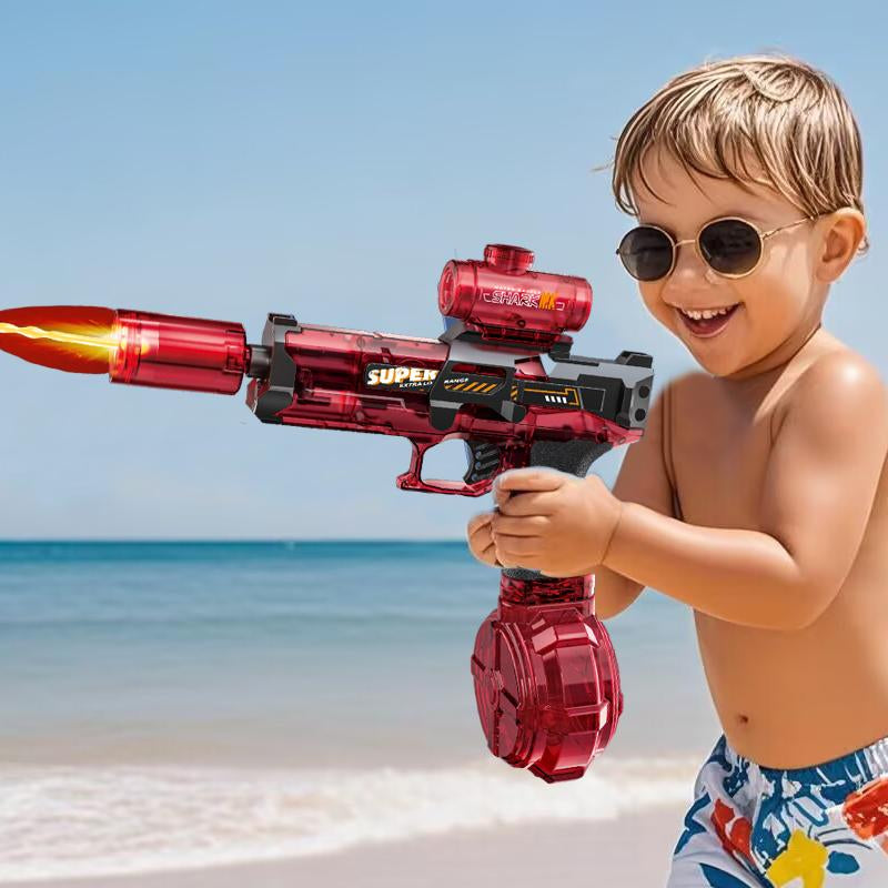 2025 New Automatic Electric Water Blaster Highcapacity Squirt Water Blaster Pool Accessories with Extra Long Range&Lights for Adults & Kids, Child Christmas Gift Outdoorfun Portable Durable