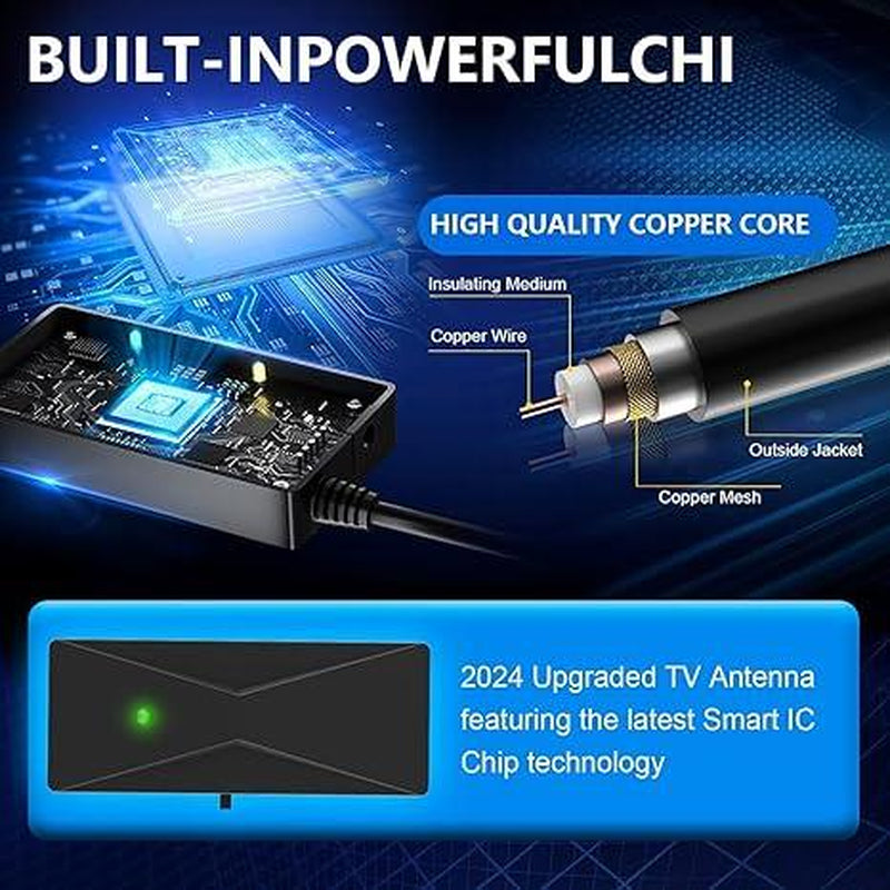 TV Antenna Digital HD Antenna 1080P 4K Indoor Long Range with High-Quality Signal for Home Entertainment