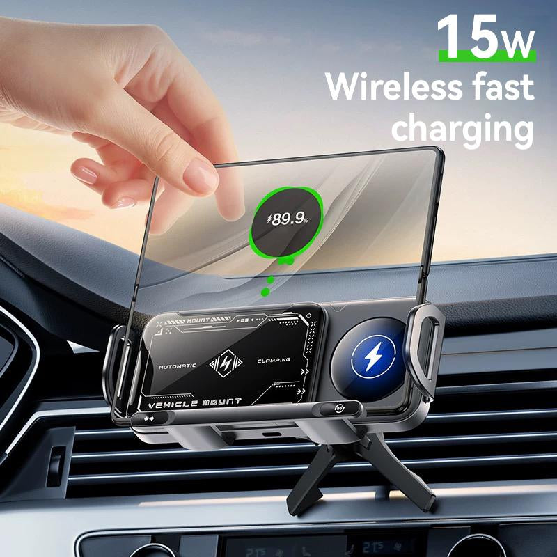 Vehicle Automatic Phone Holder for Car , Folding Screen Phone/Tablet Stand 15W Wireless Charger, 90-Degree Rotation, Installed on Car Air Outlet/Center Console, Suitable for Samsung Galaxy Zfold6/5/4/3 Galaxy Z Fold/Notes Other Wireless Charging Phones