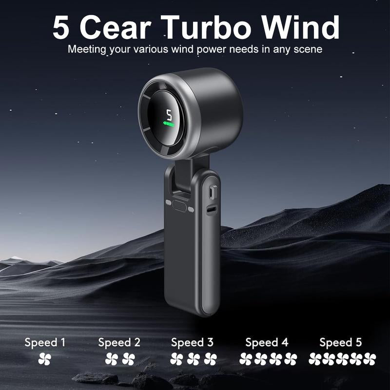 Portable Handheld Turbo Fan, 5 Gear Wind, 3600Mah Battery Operated, 3 in 1 Hand Fan Rechargeable with Air Turbo Tech Cooling Fan for Outdoor Activities Travel, Working