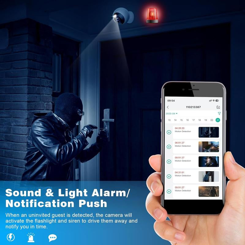 Litymol Magnetic Wireless Window Security Camera with 2K Resolution, AI Motion Detection, Color Night Vision, 2-Way Audio and Cloud Storage