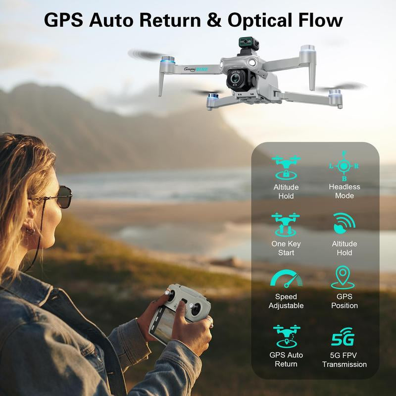 2025 NEW GPS Drone with 4K UHD EIS Camera, 5G Wifi FPV RC Quadcopter with Brushless Motors, Optical Flow Positioning, Obstacle Avoidance, Auto Return