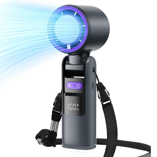 Portable Handheld Turbo Fan, 5 Gear Wind Rechargeable Handheld Fan, Air Turbo Tech Cooling Fan for Outdoor Activities, Travel, Working