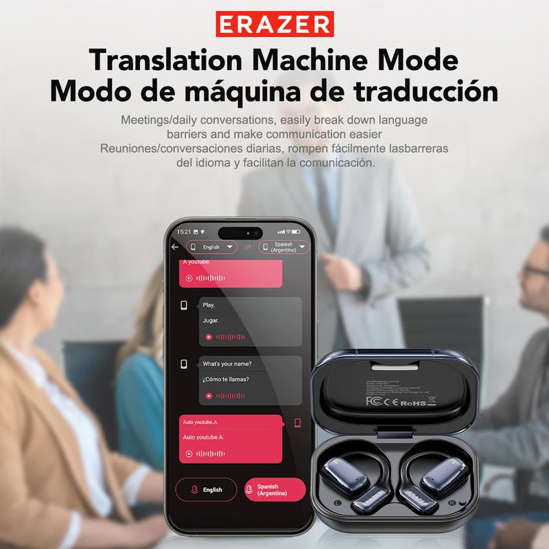 ERAZER XT82PRO Wireless Earbuds, Open-Ear Headphones, LED Lights Touchscreen, Ergonomic Ear Hooks, Ultra-Comfort, Snug Fit, Hifi Bass Stereo, Clear Calls, 30H Playtime, Bluetooth 5.4 Earbuds, Multipoint Connection, Electronic, Audio Headset