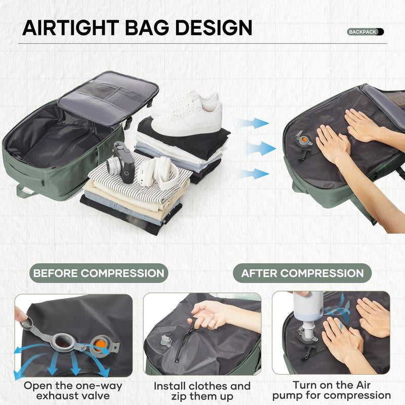 Vacuum Compression Backpack Carry on Travel Backpack for Women Men Airport Backpack Airplane Laptop Backpack Vacuum Travel Bag