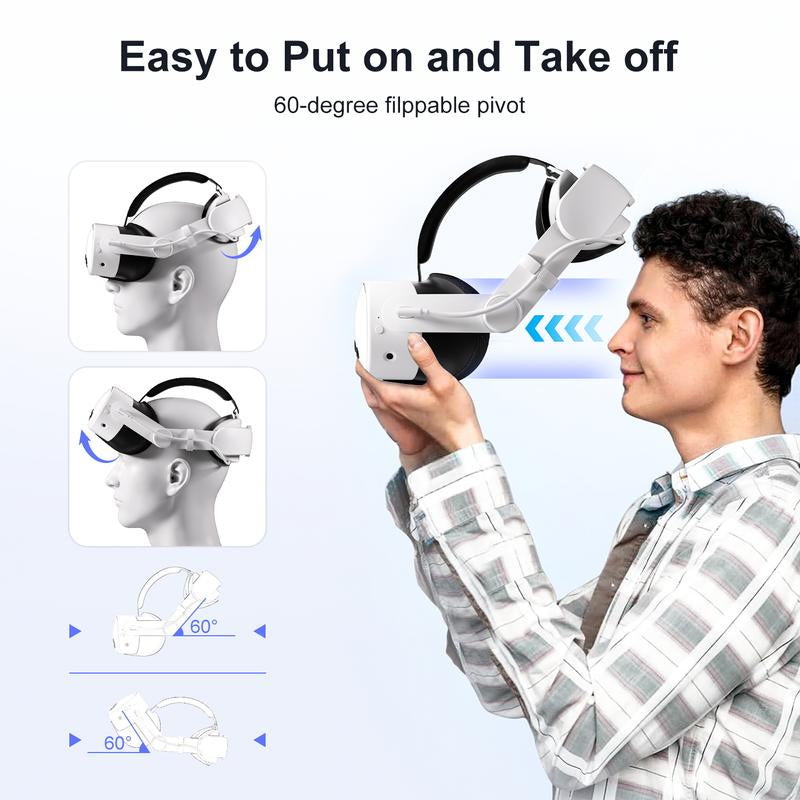 HURRA VR Rechargeable Battery Head Strap for Meta Quest 2/3/3S Adjustable, Soft Foam, and Skin-Friendly PU. Extends Playtime and Enhancescomfort