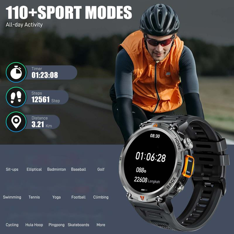 Smartwatch KE3 with 3ATM Waterproof & Muilt-Sport Modes LED Flashlight Wireless Make&Answer Calls Info Reminder 1.45 Inch TFT Wearable Devices with DIY Watch Faces
