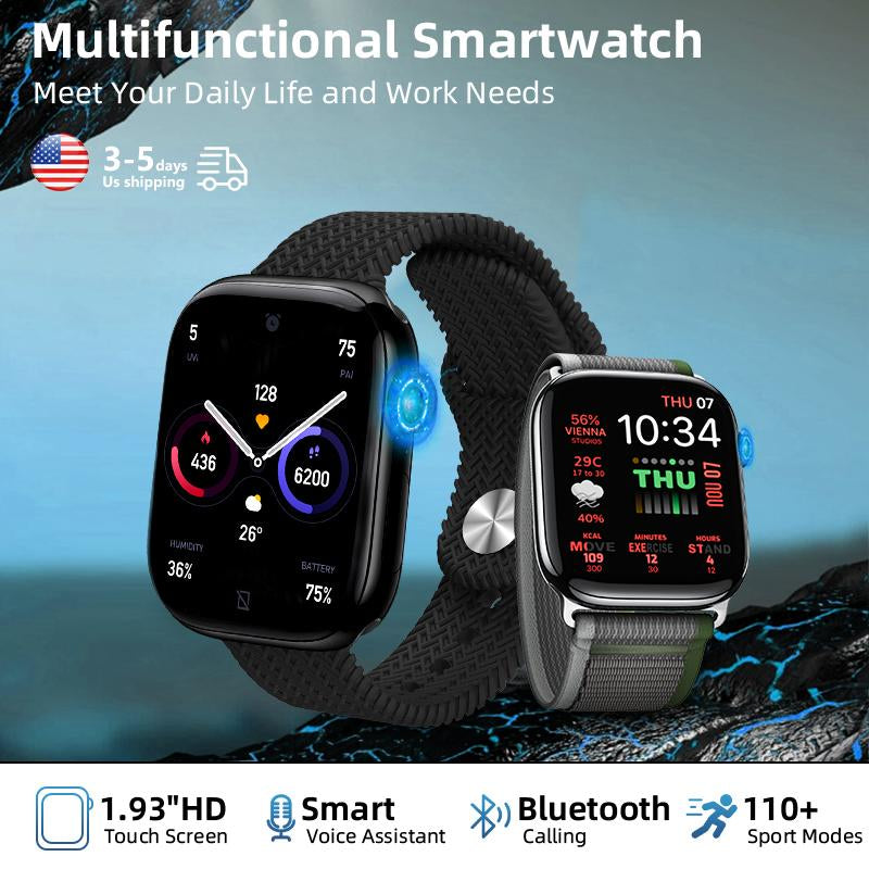 Ultimate Sport Smart Watch with Jet Black Aluminium Case - 2.02" Ultra-Clear Display, S/M. Fitness Tracker, Heart Rate, Water Resistant, All-Day Wear Comfort