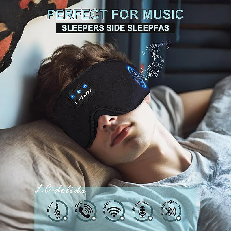 Lc-Dolida 3D Bluetooth Sleep Mask with Headphones, Wireless Music Sleep Headband Eye Mask for Side Sleepers,Sleeping Comfortable Black-3D Relaxation Light Blockin Travel