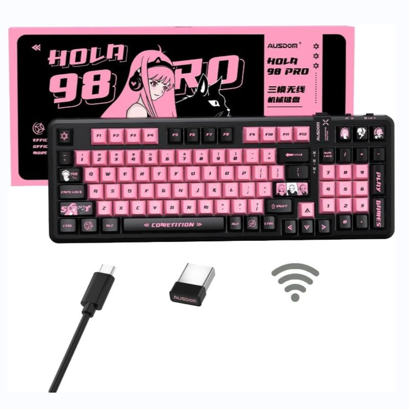 AUSDOM 98Pro Silent Mechanical Keyboard,Wireless Hot Swappable Gaming Keyboard with Backlit,Gasket Structure,Pre-Lubed Tactile Switches,2.4Ghz/Type-C/Bluetooth Custom Keyboard