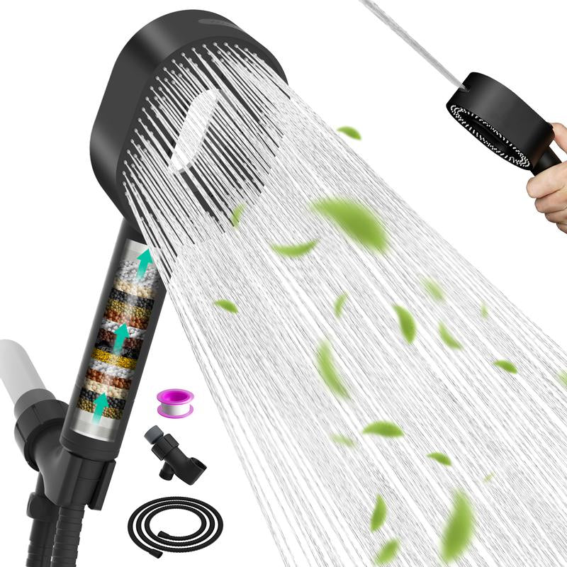 Filtered Shower Head with Handheld, High Pressure 3 Spray Mode Showerhead with Filters,Detachable Shower Head,Water Softener Filters Beads for Hard Water -Remove Chlorine