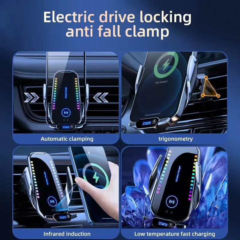 Wireless Charging Ambient Light Car Mount Air Vent Phone Holder Car Dashboard Mount Car Accessories Universal