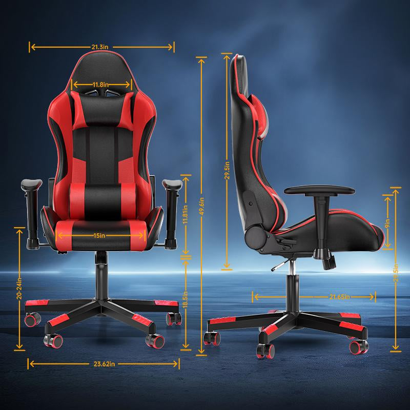 Gaming Chair Computer Chair with Leg Lumbar Support,Height Adjustable Gaming Chair with 360°Swivel Seat,Headrest for Office or Gaming,Ergonomic Design