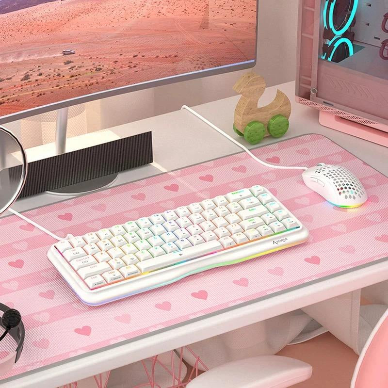 KEMOVE K68Se Pretty Mechanical Keyboard for Gaming and Working in the Office Desksetup Pastel Color Wired