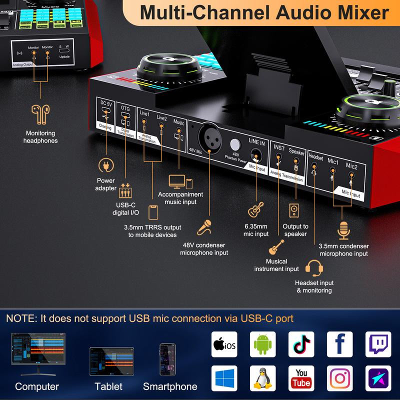 Tenlamp G10-PK PRO Live Broadcast Kit | Upgraded Microphone & Professional Chip for Gaming, Singing, DJ & Streaming | Plug & Play, Enhanced Sound Quality#Outdoorfun
