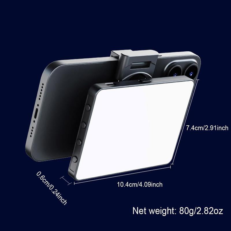 LED Camera Light Portable Photography Video Lights Selfie for Warm and Cool 3 Colors 3000-9900K 72Pcs Beads with Cell Phone Clip 1/4 Standard Screw 1500Mah Rechargeable CRI 80