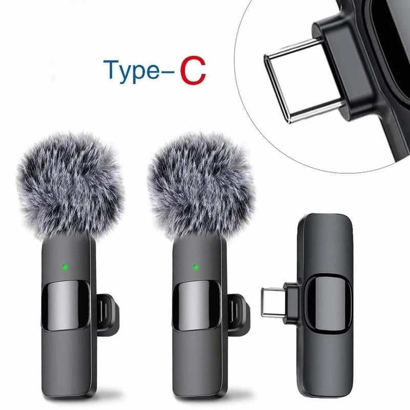 2 Pcs Wireless Lavalier Microphones for Iphone, Android, Ipad - Mini Wireless Clip-On Microphones Crystal Clear Sound Quality for Recording, Live Streaming,Vlog Audio Lightning Usb Port Smartphone Lapel Microphone