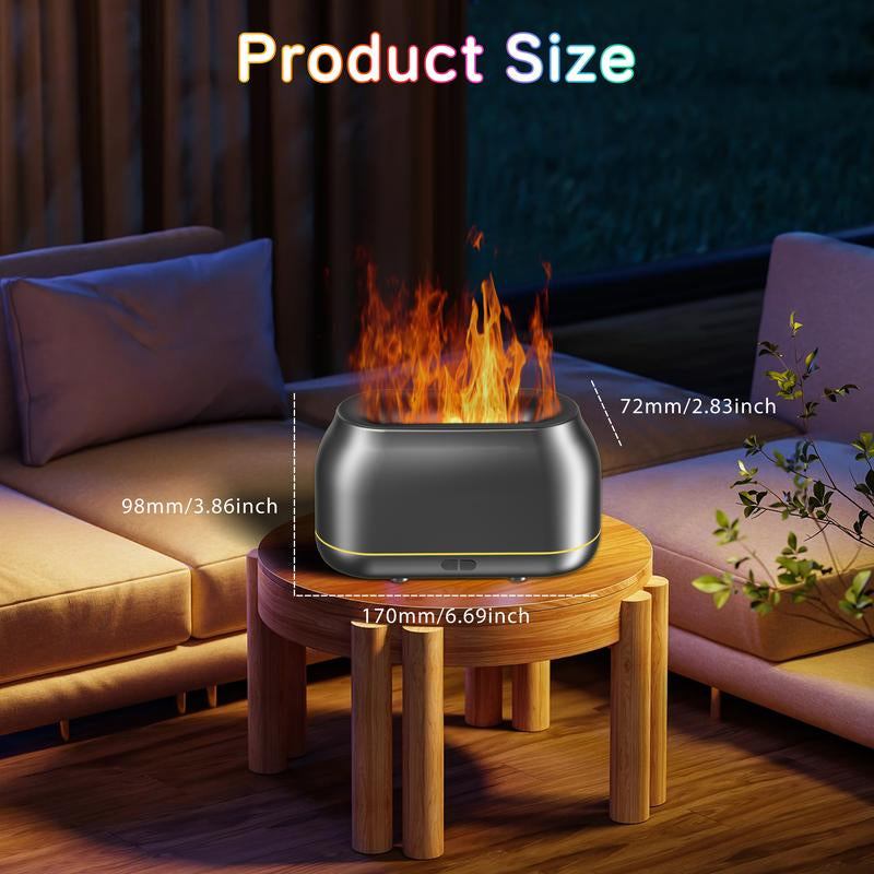 Upgraded Colorful Flame Essential Oil Diffuser, 7-Color LED, Silent Humidifier with Auto-Off Protection, 160Ml for Home, Office & Yoga