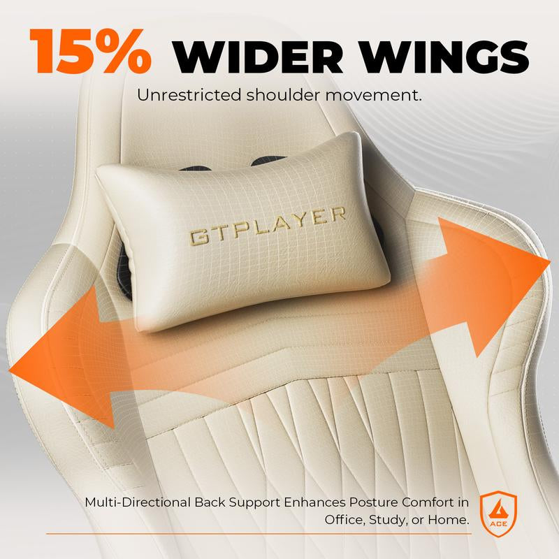 GTPLAYER Gaming Chair with 5.1 Compatible Bluetooth Speakers, High Back Ergonomic Design, 150° Maximum Inclination, PU Leather, Assembly Required