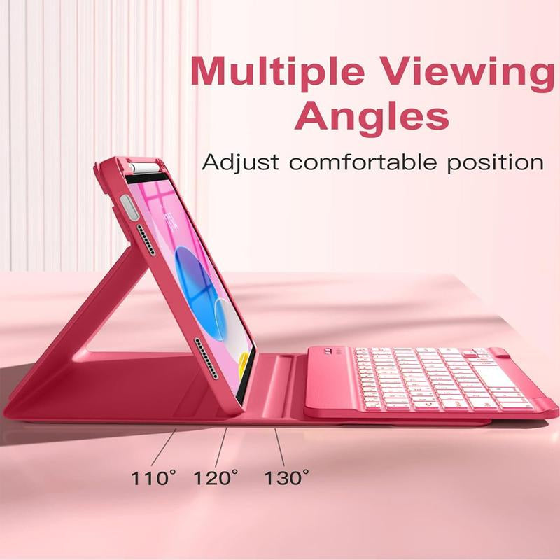 Ipad 10Th Generation Case with Keyboard - Wireless Detachable Folio Keyboard Cover with Pencil Holder, Tablet Case, Protection Case Computer Magnetic