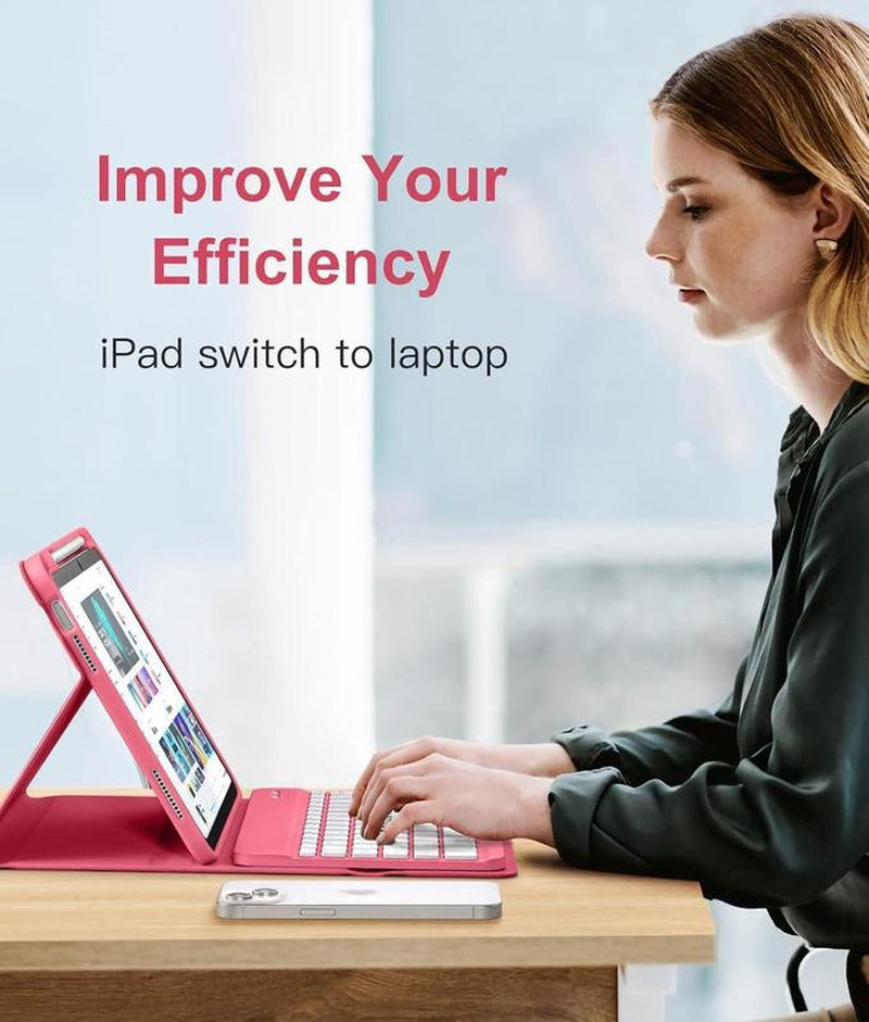 Ipad 10Th Generation Case with Keyboard - Wireless Detachable Folio Keyboard Cover with Pencil Holder, Tablet Case, Protection Case Computer Magnetic