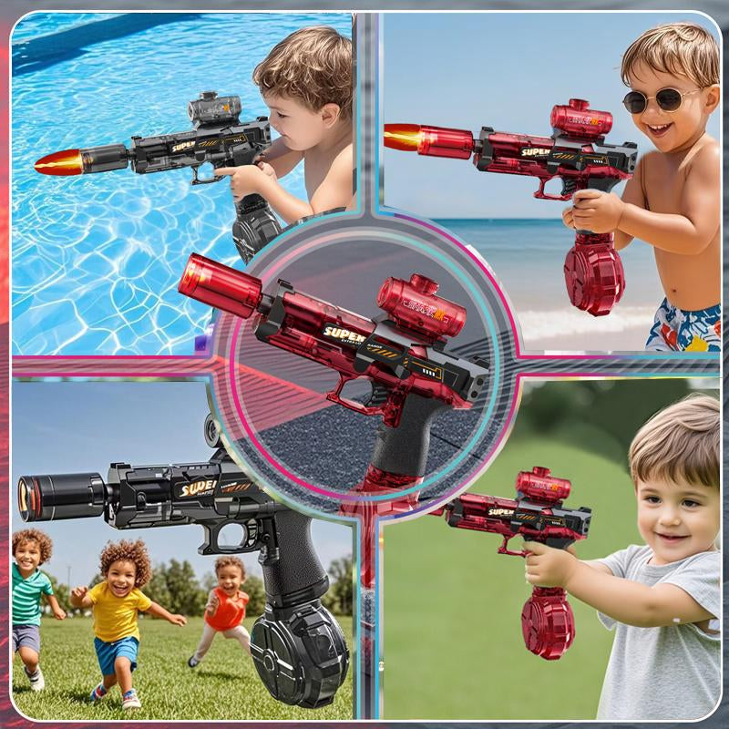 2025 New Automatic Electric Water Blaster Highcapacity Squirt Water Blaster Pool Accessories with Extra Long Range&Lights for Adults & Kids, Child Christmas Gift Outdoorfun Portable Durable
