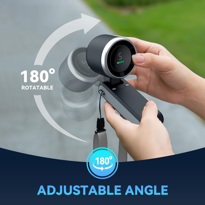 Portable Handheld Turbo Fan, 5 Gear Wind, 3600Mah Battery Operated, 3 in 1 Hand Fan Rechargeable with Air Turbo Tech Cooling Fan for Outdoor Activities Travel, Working