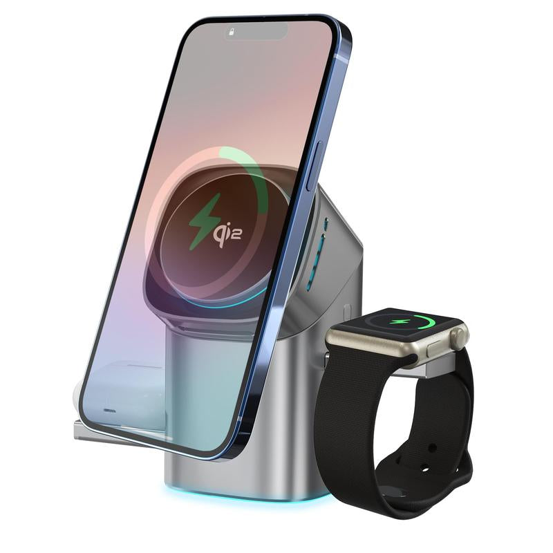 3-In-1 Wireless Charging Station QI2 Magnetic Charger for Iphone 16 15 14 13 Pro Max plus - 15W Fast Charging, Chargeable, Square Box Electronic