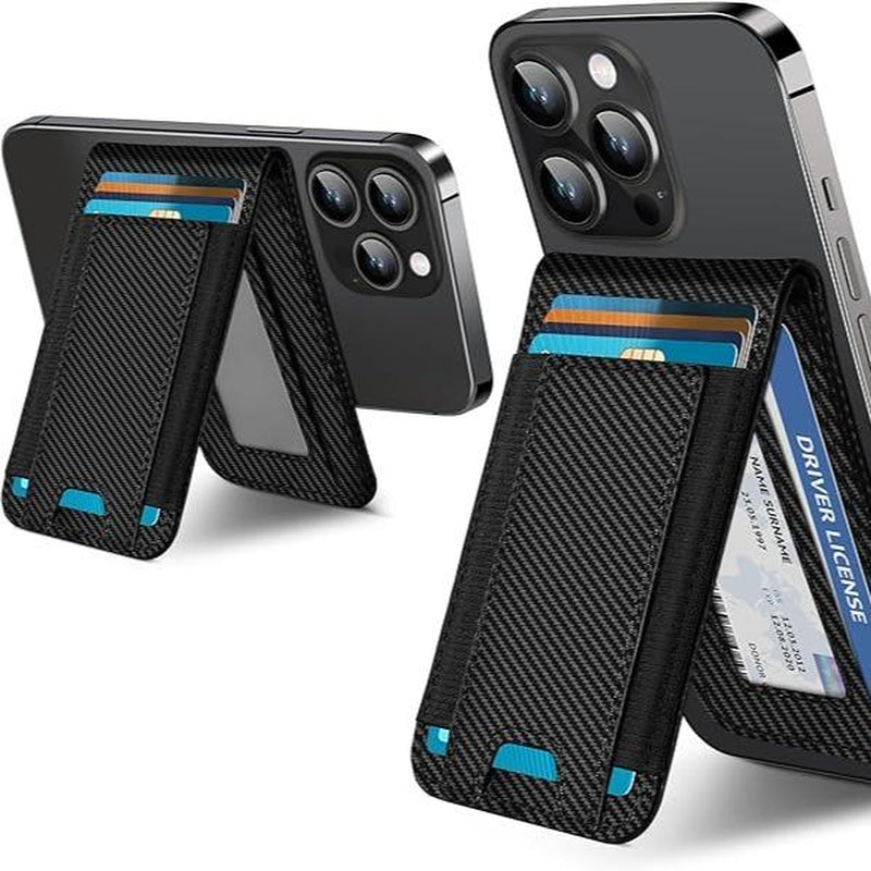 Magsafe Wallet, for Iphone 16/15/14 Pro Max/14 Pro/14/14 Plus/13/12 Promax Series, 9 Cards Holder, Vegan Leather, Electronics Accessories Cellphone Smartphone Black Metallic