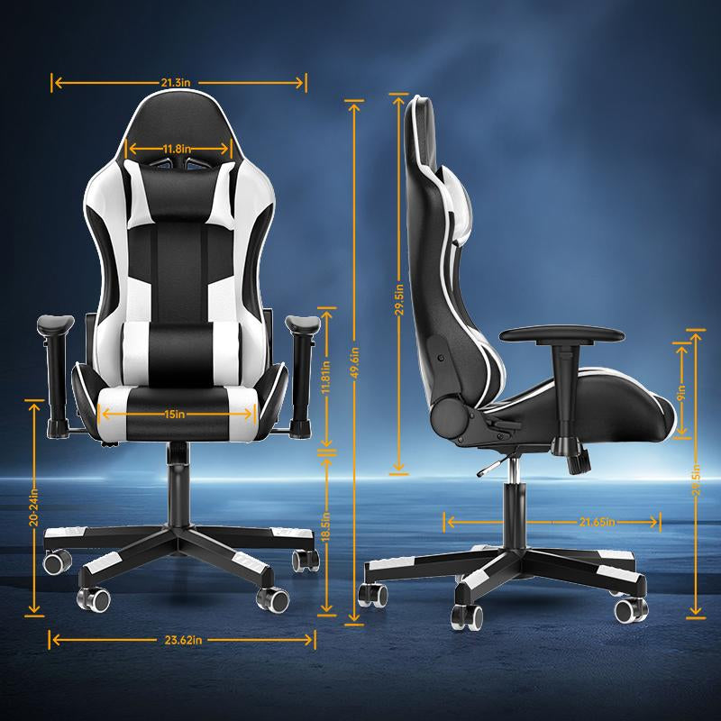 Gaming Chair Computer Chair with Leg Lumbar Support,Height Adjustable Gaming Chair with 360°Swivel Seat,Headrest for Office or Gaming,Ergonomic Design