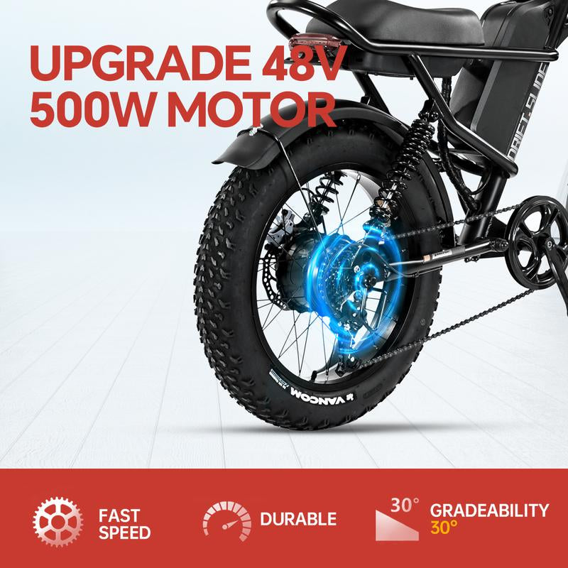 DRIFT.SLIDE 1500W Peak Power Electric Bike for Adults, 28 MPH 60 Miles Electric Moped Style Bike, 48V 20.8 Ah UL 2849 Removable Battery, 7 Speed 20" All Terrain Fat Tire Ebike (J1) Bicycle Light