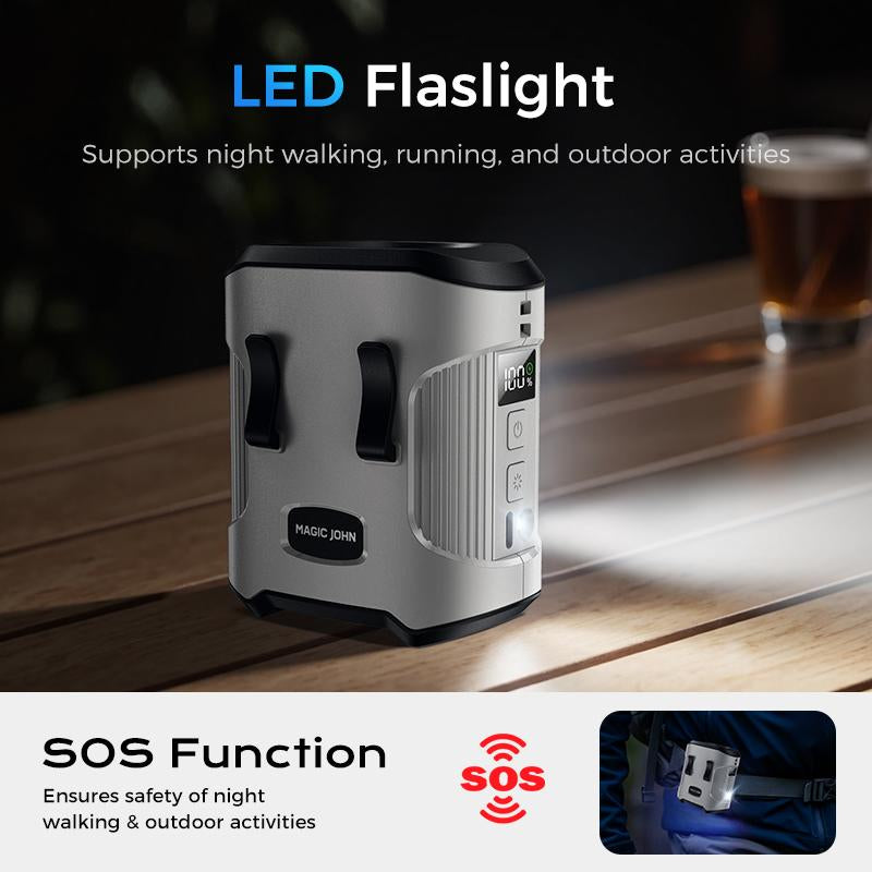 MAGIC JOHN Portable Waist Fan with LED Display | Brushless Strong Wind | 3 Speeds + SOS Light