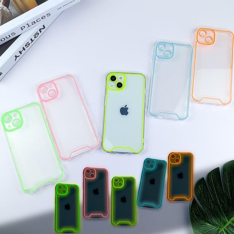 Case for Iphone 16 15 14 13 12 11 Pro Max Fluorescent Case Shockproof Clear Silicone Cover TPU Protector Cellphone Phonecase Neon Smartphone