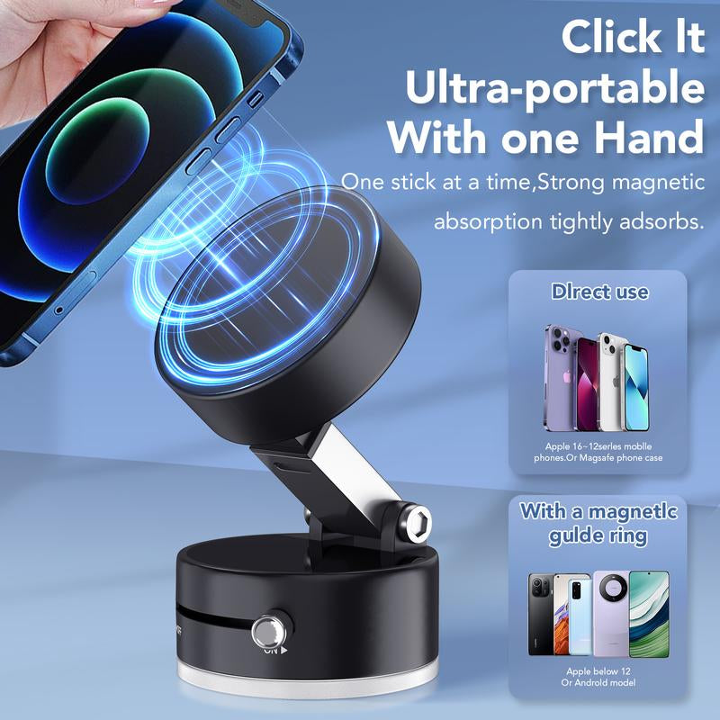 Magnetic Vacuum Phone Stand Holder ,Foldable and Portable Design,Strong Magnet,Suitable for Smooth Surfaces,Multi-Scene Use Compact Folding