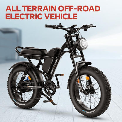DRIFT.SLIDE 1500W Peak Power Electric Bike for Adults, 28 MPH 60 Miles Electric Moped Style Bike, 48V 20.8 Ah UL 2849 Removable Battery, 7 Speed 20" All Terrain Fat Tire Ebike (J1) Bicycle Light