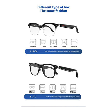 E13 Smart Glasses UV Protection Anti-Blue Light , Bluetooth Compatible for Men & Women , Multifunctional Wireless Glass