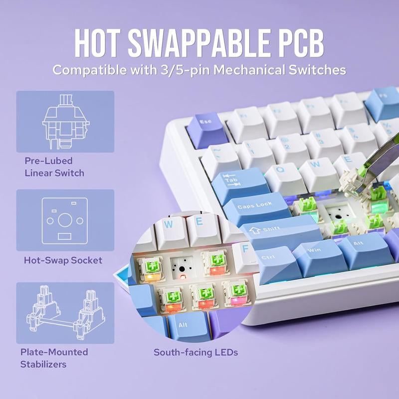 Aula F75 MAX Wireless Mechanical Keyboard with TFT Screen and Knob, Gasket Keyboard in 75% Layout, Hot Swappable Gaming Keyboard for Pc/Mac/Linux