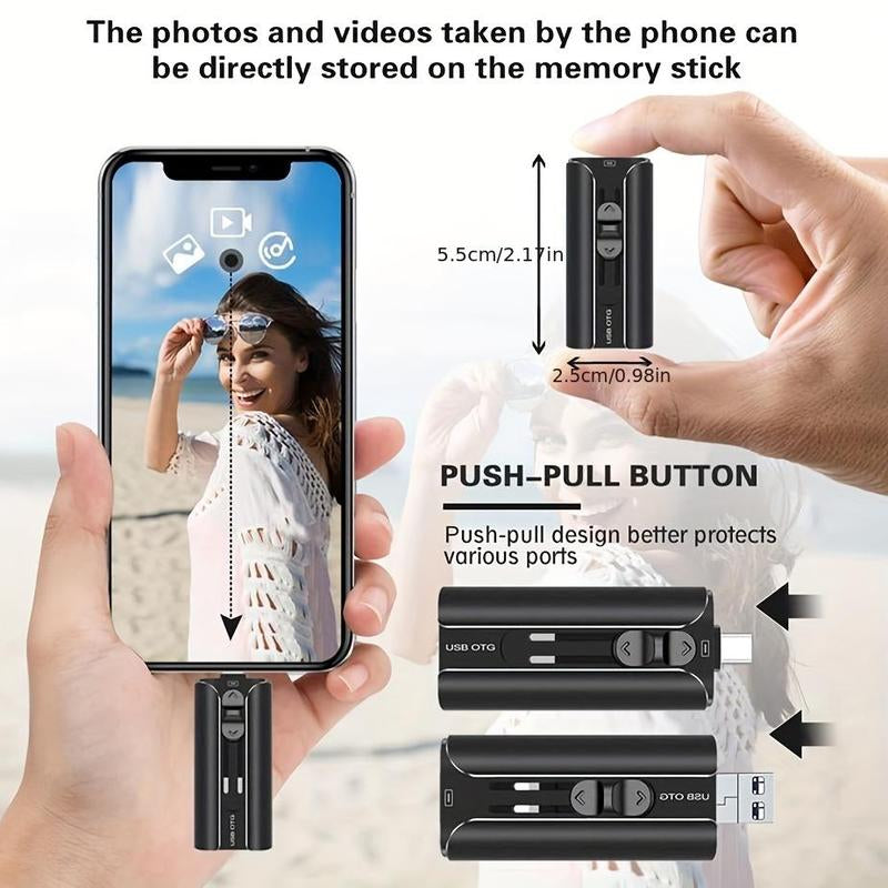 3-In-1 Flash Pen Drive, USB 3.0 Thumb Drive with Type-C Adapter, High Speed USB Flash Drive for Iphone Ipad Android Phone PC