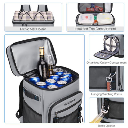 Hulongo-Large Waterproof Insulated Cooler Backpack for Men & Women, Cooler Bag,Leak Proof Cooler Backpack for Camping, Beach, Fishing,Hiking, Picnic, Travel, Outdoor, 30L, 48Cans,For Husband Gift,For Valentine'S Day Gift