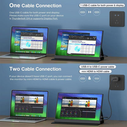 Portable Monitor, FHD 1080P Portable Laptop Monitor with PU Leather Cover, Suitable for Expanding Display and Screen Mirroring of PC, MAC, Xbox, Switch, PS5, Iphone15, Samsung & HUAWEI Mobile Phones