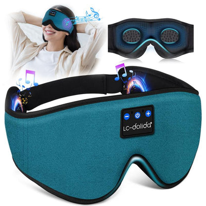 Lc-Dolida 3D Bluetooth Sleep Mask with Headphones, Wireless Music Sleep Headband Eye Mask for Side Sleepers,Sleeping Comfortable Black-3D Relaxation Light Blockin Travel
