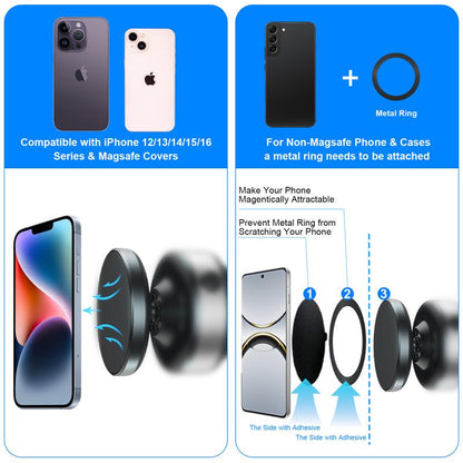 JOYYE 360° Adjustable Vacuum Magnetic Phone Holder, Portable Foldable Phone Holder for Car, Mirror, Smooth Surface Multi-Scene Use