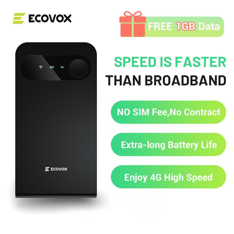 ECOVOX 2025 Upgrade Portable Wifi Hotspot Unlimited 4G Data Worldwide No SIM Card Needed & Tri-Band Support Car/Rv/Travel Wifi Router