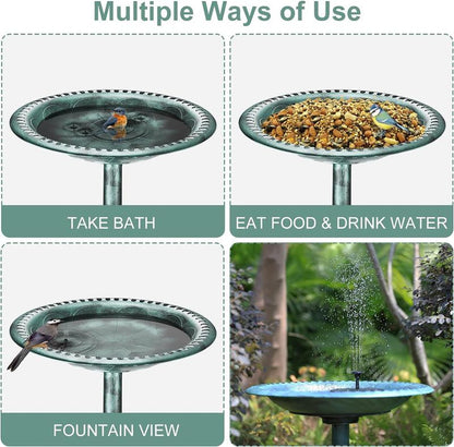 AISITIN Outdoor Garden Bird Bath Fountain,With a 2.5W Solar Fountain,Weather Resistant Polyresin,For Outdoor Use in Settings Gardens,Patios,And Ponds(Split the Shipping Package into 2 Parts)