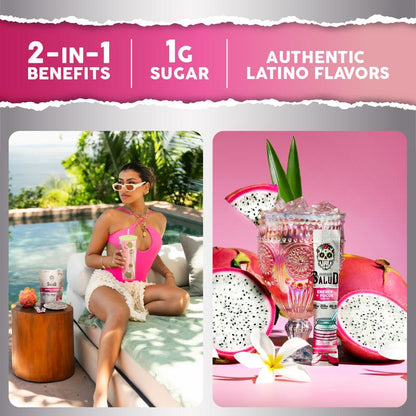 Salud 2-In-1 Energy & Focus Drink Mix with 200Mg Organic Caffeine, Pitaya (Dragon Fruit) Flavor, 350Mg L-Theanine & 500Mg L-Tyrosine, Clean Energy Drink, Vegan, Non-Gmo, Gluten Free - Beverage